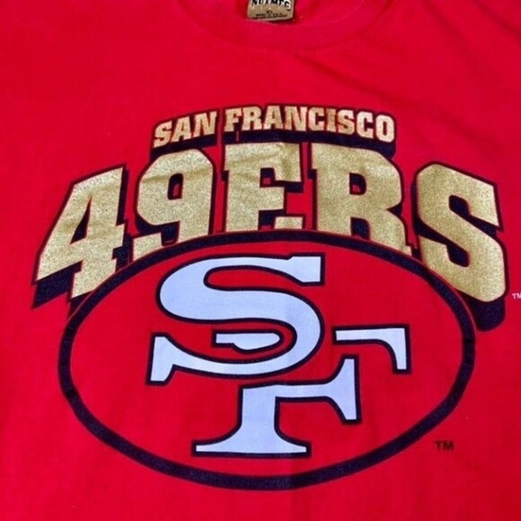 Red/Gold Vintage 90s NUTMEG 49ers NFL Football Shirt Mens size XL 90s VTG - Picture 2 of 7